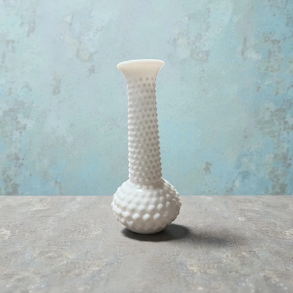 Hobnail Milk Glass Vase White Bud Vase Vintage Decor